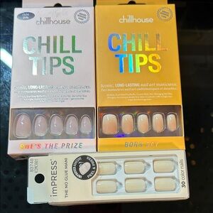Hill House Chill Tips Press-On Nails - Pink and Gold